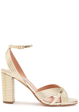 Aquazzura Aquazzura Very Sundance 85 Metallic Leather Sandals - Gold - 36 (IT36/ UK3)