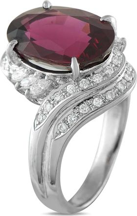Luxury Bazaar platinum diamond and garnet cocktail ring - Zilver