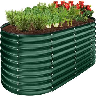 Best Choice Products 4x2x2ft Outdoor Raised Metal Oval Garden Bed, Planter Box for Vegetables, Flowers