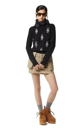 MCM Rabot Sweater in Wool Jacquard in Black at Nordstrom, Size Medium
