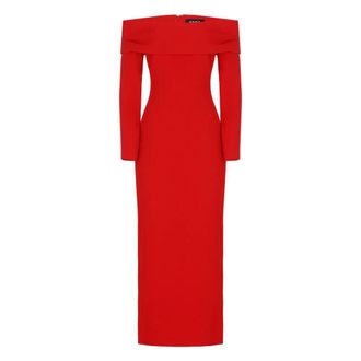 Solace London Yuni Midi Jurk - Dames - Casual kleedjes - Rood - M - Polyester - Kleedjes