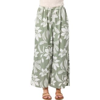O'Neill Rosalie Floral Wide Leg Ankle Pants in Sea Spray at Nordstrom, Size Xx-Large