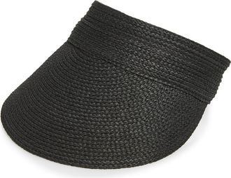 Nordstrom Adjustable Woven Straw Visor in Black at Nordstrom