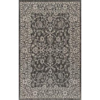 Jonathan Y Designs Palazzo Vine and Border Textured Weave Indoor/Outdoor Area Rug in Black/gray at Nordstrom, Size 4Ft 0In X 6Ft 0In
