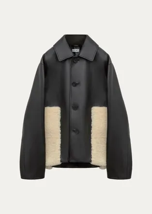 Loewe Leather & Lamb Shearling Single-Breasted Jacket