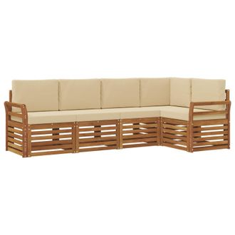 vidaXL Conjunto De Sof&aacute; Seccional Con Coj&iacute;n 5 Pcs Natural Y Beige Vidaxl