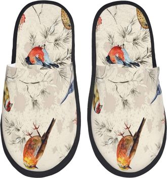 Generic Slipper Spring Cute Bird Non-Slip Fleece Slippers Portable Cotton Slipper For Women Winter Spa M