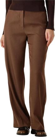 Minus Livina Straight Leg Pant - Dames - Wijde Broeken - Bruin - S - Polyester - Broeken