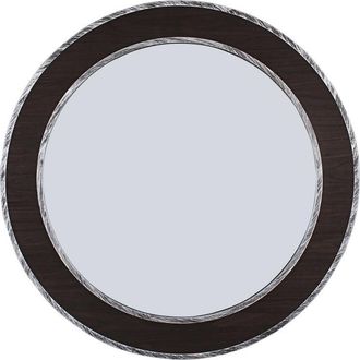Chloe Lighting Reflection Vertical Hanging Black-Wood Finish Circle Framed Wall Mirror 30 Height