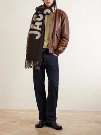 Jacquemus Logo-Print Fringed Wool Scarf