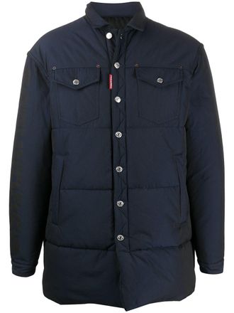Dsquared2 logo print padded coat - men - Polyester - 46 - Blue