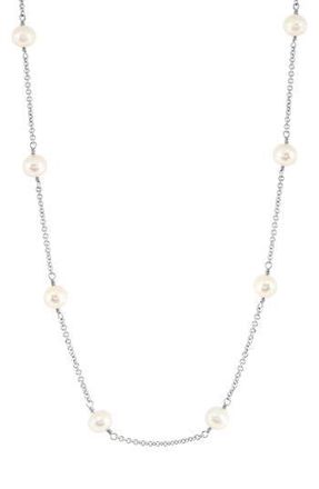 Effy Sterling Silver Freshwater Pearl Station Necklace in White at Nordstrom Rack, Size 18