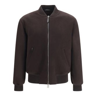 Brioni Giacca Bomber in Lana e Cashmere con Zip - - Jackets - Uomo - Marrone - S