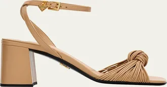 Prada 65mm Mignon Knotted Leather Sandals