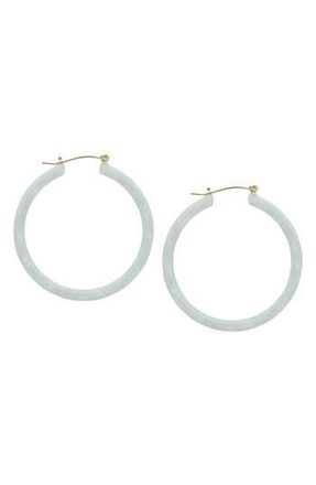 Olivia Welles Speckled Resin Hoop Earrings in White at Nordstrom Rack