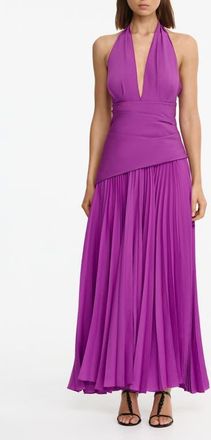 Acler Kerrison Pleat Maxi Halter Gown in Deep Mulberry at Nordstrom, Size 10