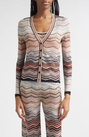 Missoni Zigzag Lam&eacute; Cardigan in Red And Beige Tones at Nordstrom, Size 12 Us
