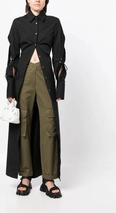 Monse Long Cotton Shirt With Cut-Out Detailing In Black