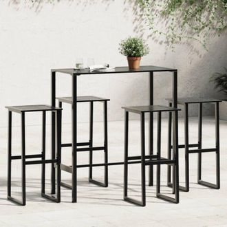 vidaXL Vidaxl Juego De Mesa Alta Y Taburetes De Jard&iacute;n 5 Piezas Acero Negro