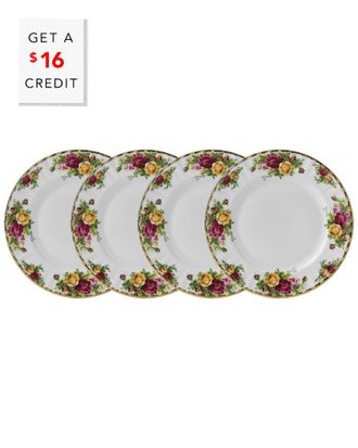 Royal Albert Old Country Roses Set Of 4 Plates With $17 Credit