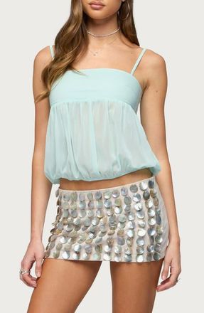 Edikted Helena Strapless Bubble Hem Top in Aqua at Nordstrom, Size X-Small
