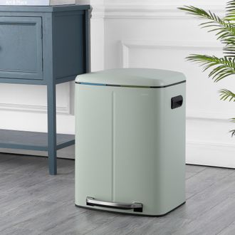 Happimess Marco Rectangular 10.5-Gallon Double Bucket Trash Can with Soft-Close Lid