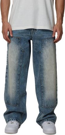 Good For Nothing Straight Leg Double Knee Wash Jeans in Blue at Nordstrom, Size Xx-Large Uk