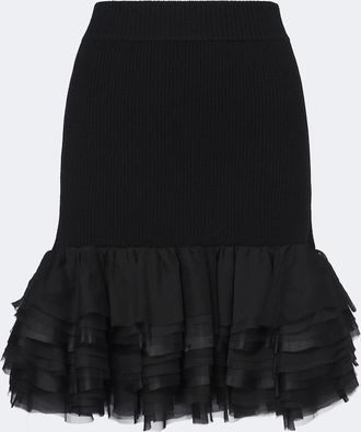 Nina Ricci Minifalda de lana y cachemir con volantes