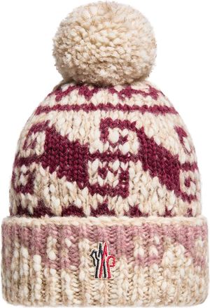Moncler Moncler Alpaca & Wool Blend Beanie With Pom Pom, Women, Beige, Size: One Size