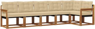 vidaXL Conjunto De Sof&aacute;s De Exterior 6 Uds. Natural Y Beige Vidaxl