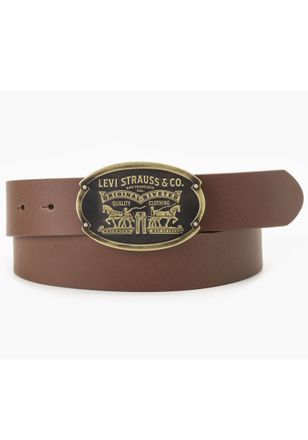 Levi's Lederg&uuml;rtel LEVIS Billy Plaque Belt, Damen, Gr. 100, braun (medium braun), Rindsleder, G&uuml;rtel Lederg&uuml;rtel, mit markanter Koppelschliesse