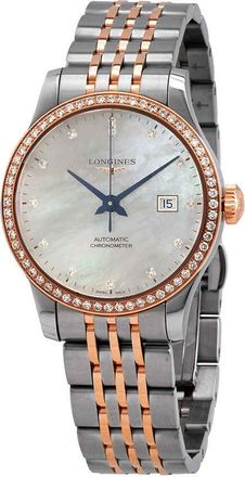 Longines Record Automatic Chronometer Diamond White Mother of Pearl Dial Ladies Watch L2.321.5.89.7