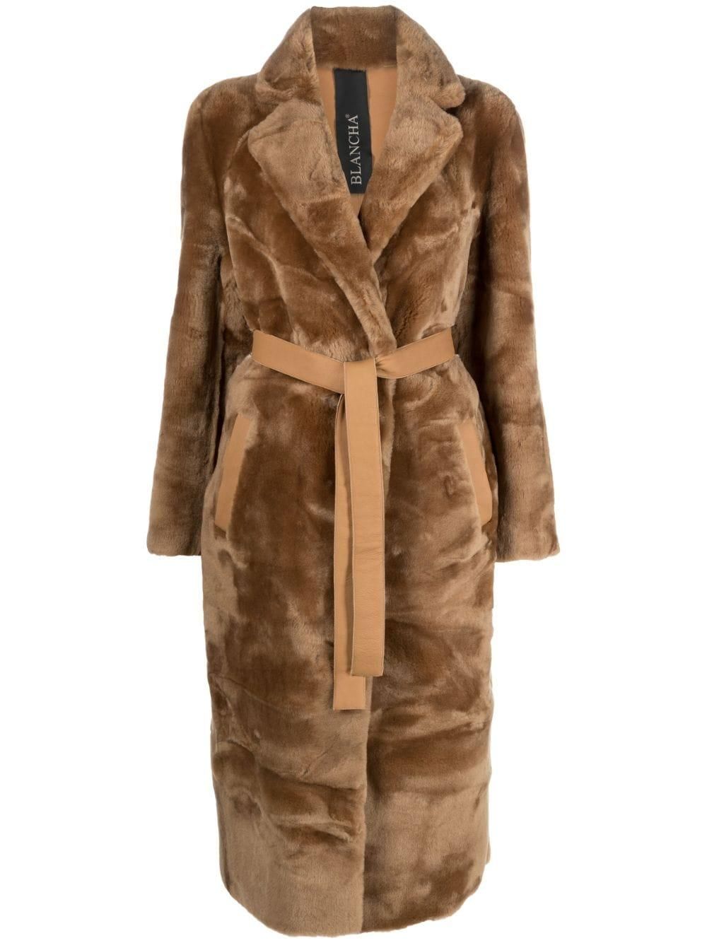コート BLANCHA WOOL FABRIC, NYLON FABRIC AND SHEARLING COAT Blancha Wool Fabric, Nylon Fabric And Shearling Coat In