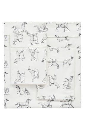 Melange Home Horse Flannel Sheet Set in Grey at Nordstrom Rack, Size Queen