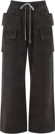 Rick Owens Creatch Wide Cargo Drawstring - Heren - Wijde Broeken - Zwart - S - Katoen - Broeken