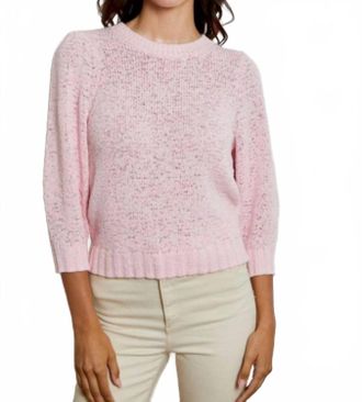 Design History Elbow Puff Sleeve Sweater In Pink Posie