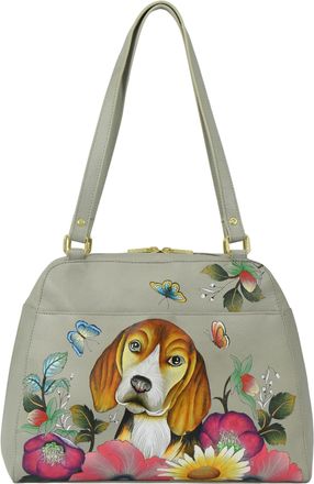 Anuschka Women Original Leather Hand-Painted Satchel, Loyal Friend, One Size