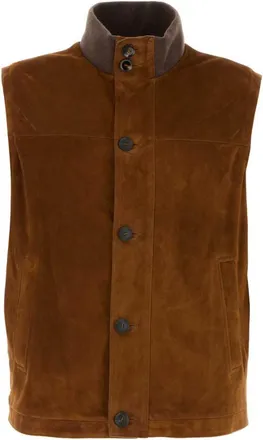 Brioni Brown Mock Collar Jacket