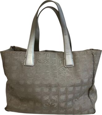 Chanel Silver Canvas Tote Bag (Pre-Owned)