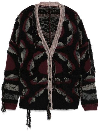 Etro distressed-effect cardigan - women - Polyamide/Wool/Viscose - 38 - Black