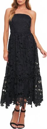 Flying Tomato Woven Lace Midi Dress In Black