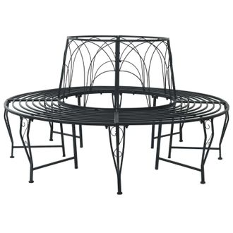 vidaXL Banco De &Aacute;rbol 8-n&uacute;mero De Plazas &Oslash; 160 X 89 Cm Acero Negro Vidaxl