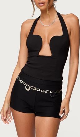 Edikted Stassy Abstract Cutout Halter Top in Black at Nordstrom, Size X-Small