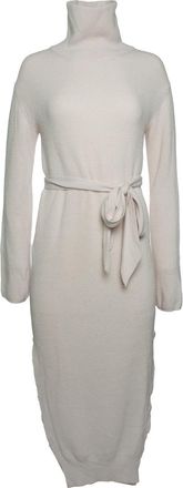 Nanushka maxi wrap wool turtle neck dress in beige