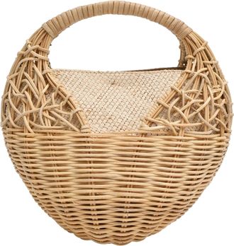 Ulla Johnson Seashell Basket Handbag in Beige Rattan