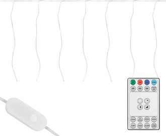 ECD Germany Cortina de luces de Navidad 6m blanco c&aacute;lido con temporizador 19 modos