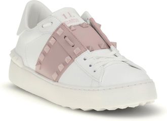 Valentino Garavani Womens Open Rockstud Sneakers Bianco-Water Rose-Bianco Bianco/water Rose/bianco