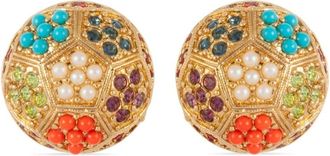 Susan Caplan Vintage 1980s Dorlan crystal-embellished clip-on earrings - women - Plastic/22kt Gold Plated Brass/Swarovski Crystal - One Size