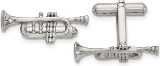 Diamond2Deal Stainless Steel Polished Trumpet Cufflinks