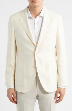 BOSS Heston Slim Fit Off White Textured Wool & Silk Blend Sport Coat in Open White at Nordstrom, Size 42